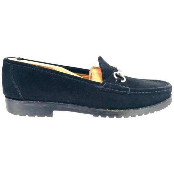 Cole Haan Men\'s Suede Horsebit Lug Sole Loafer, Made in Italy, Black, Size 9M